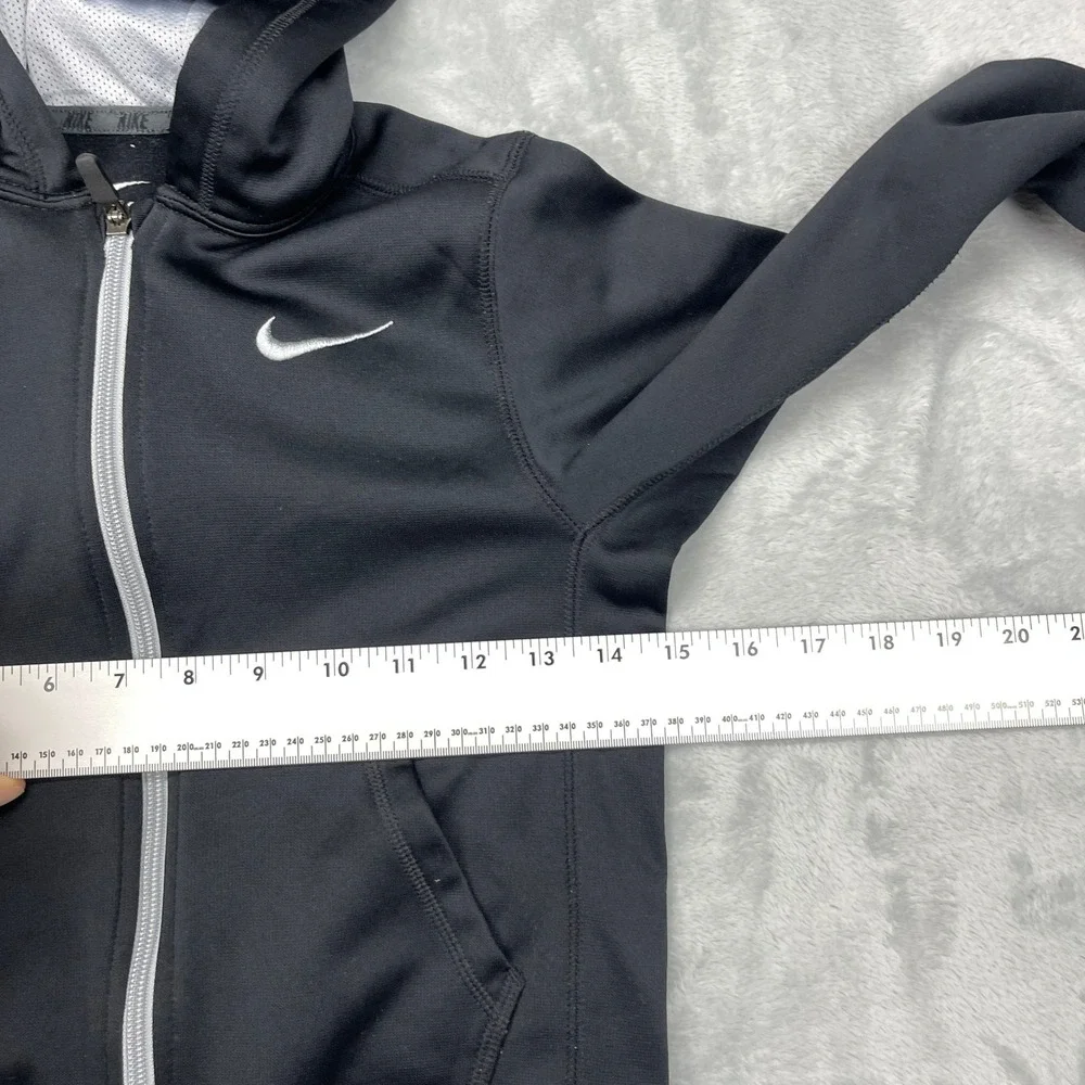 Nike Therma Fit Activewear Hoodie‎ Youth XS Black Athletic Raglan Sleeve Zip Up